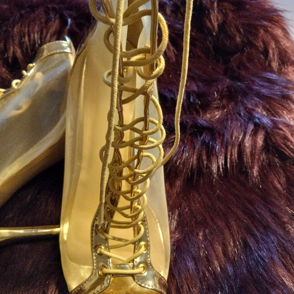Gold Sheer Ankle Boots - Picture 4 of 6